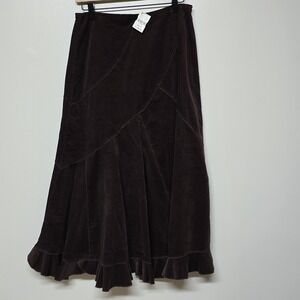 Kial Womens Brown Corduroy Maxi Skirt Size S Patchwork Design Boho NWT $128